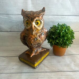 Vintage Owl Figurine on Book